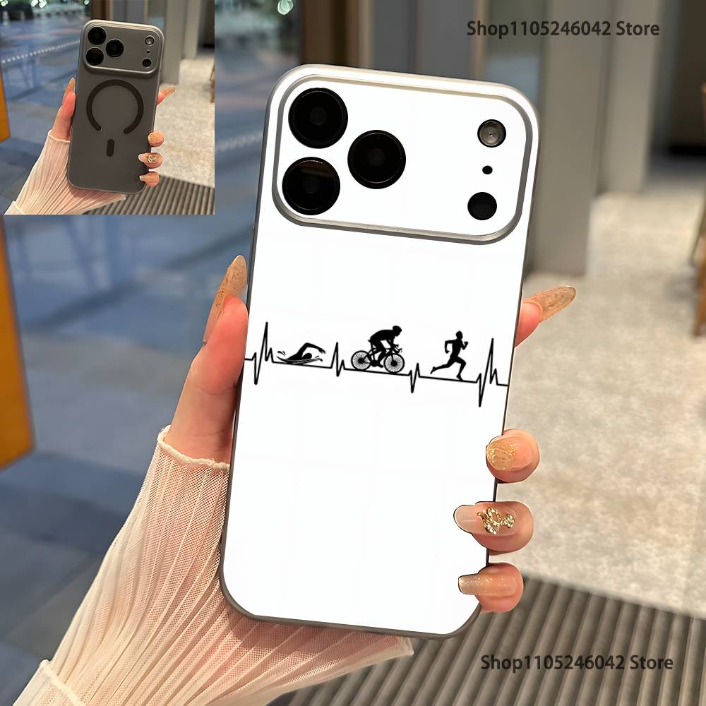 Triathlon Swim Bike Run Tri Life Transparent gray Phone Case For iPhone 17,16,15,14,13,12Pro,Max,Plus Magnetic Wireless Charging