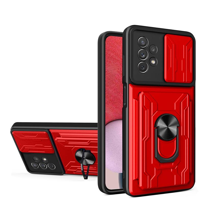 Slide Camera Shockproof Armor Case for Samsung Galaxy A53 A73 A33 A13 A12 S21 S22 Redmi Note 11 10C iPhone 13 12 11 Pro Max Card Holder Stand Cover