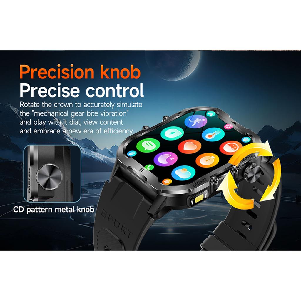 Спортивные смарт-часы для мужчин и женщин со светодиодным фонариком, сенсорным экраном 1,96 дюйма, 100+ спортивных режимов, водонепроницаемые, совместимые с BT 5.2 для Android и iPhone