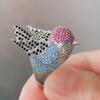Huitan Rainbow Bird Rings for Women Hyperbole Female Finger Accessories Party Special-interested Girl Gift BlingTrendy Jewelry