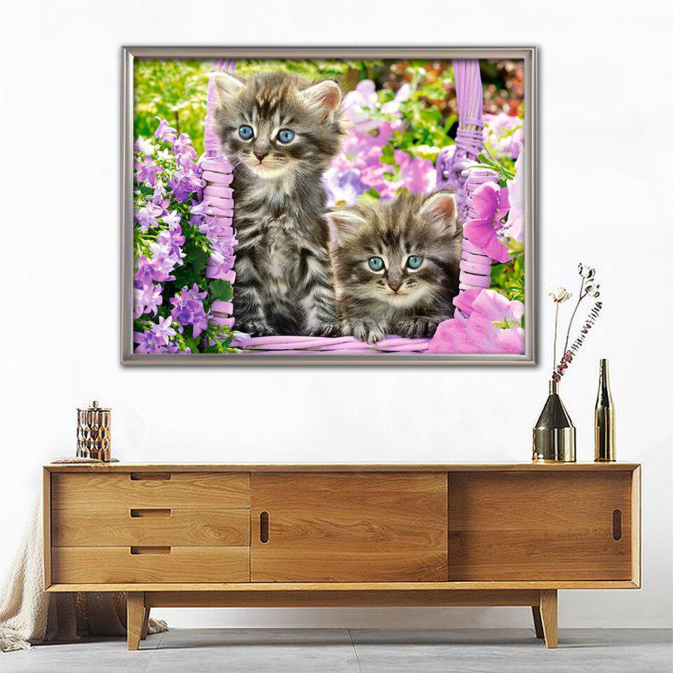 Алмазная картина Кот 5D DIY Полный квадрат Алмазная вышивка Животное Рукоделие Украшение стены