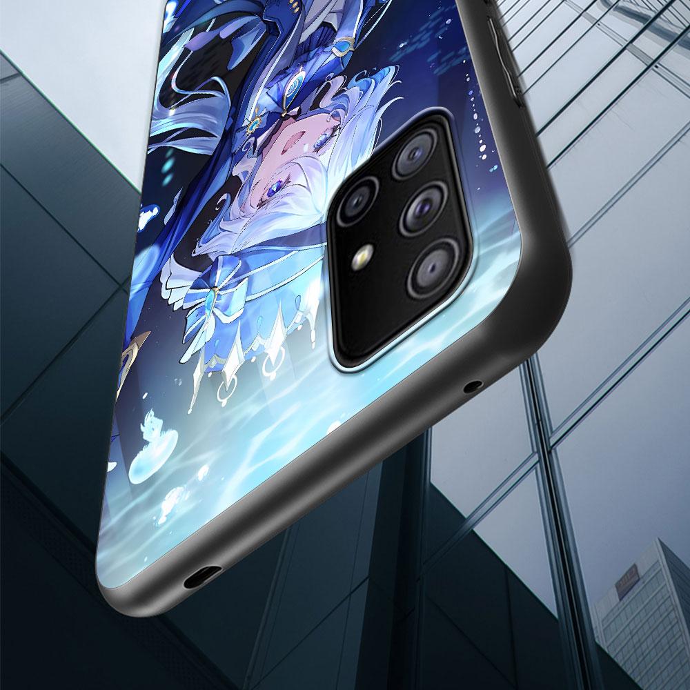 Милый Чехол Furina Genshin Impact для Samsung Galaxy S23 S21 S20 FE S24 S22 Ultra S10 S10e S9 Plus Мягкий Черный ТПУ Чехол для Телефона