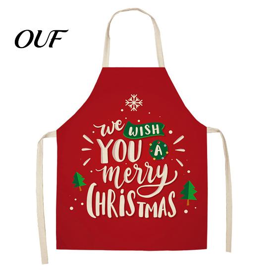 Non-woven Fabric Party Decoration Christmas Apron, Santa Claus/Elk/Gingerbread Man/Snowman Print Cooking Bib, Waterproof Family Gathering Culinary