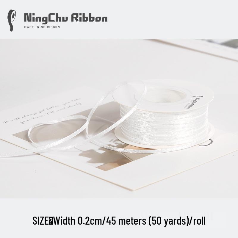 Двусторонняя атласная лента 2 мм для закладки, свадебных бантов и подарочной упаковки