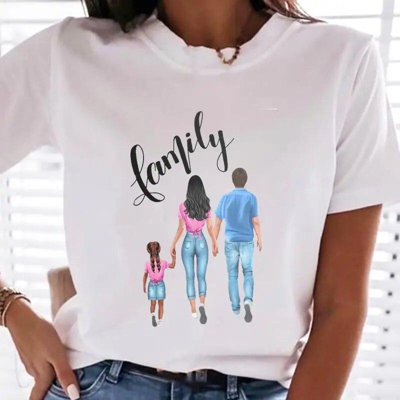 Women Family Mom Mother Mama T-shirts Female T Tee Cartoon Sweet Love Son 90s Clothes Lady Casual Shirt Graphic Tshirt Top