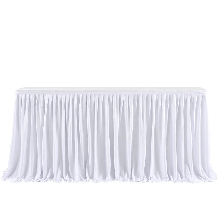 Party Solid Color Table Skirt Birthday Pleated Dessert Tablecloth Cover Wedding Festive Table Skirt Home Ruffle Edge Table Skirt