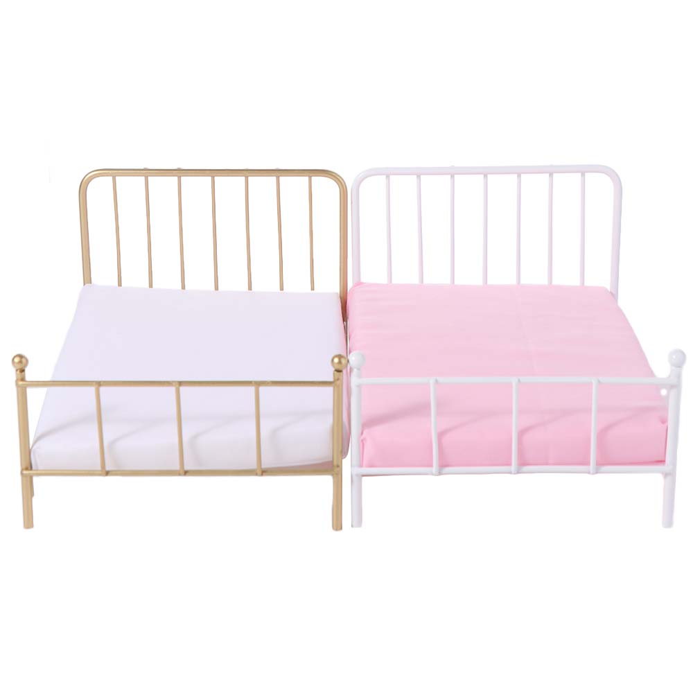 Bedroom Scene Dollhouse Bed 1:12 Scale Mini Bed Model Miniature Doll Bed Furniture DIY Toy
