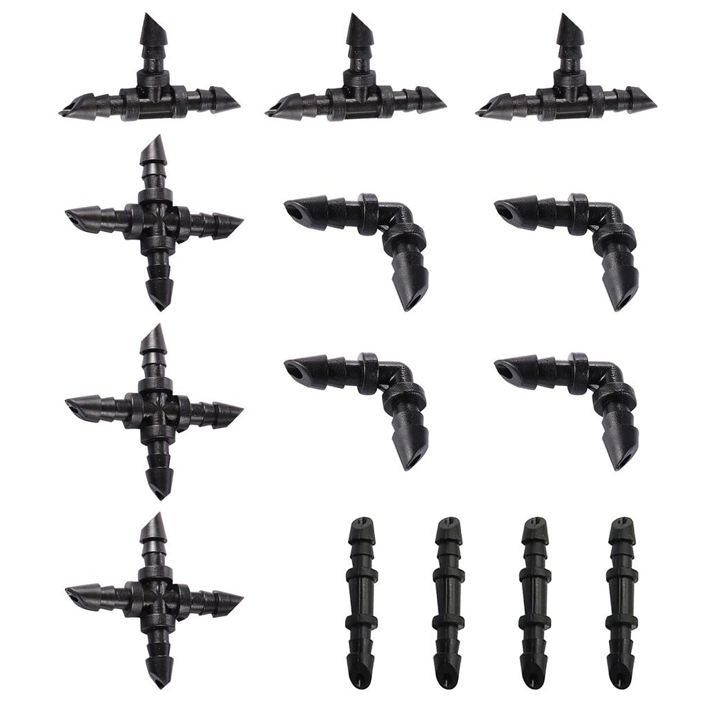 1/4" Barbed Hose Connectors 4/7mm Tubing Fittings Micro Drip Irrigation Water Splitters Elbow Straight 3-Way 4-Way 50/100Pcs