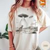 UFO Cat Shirt Retro Vintage Western Tshirt Funny Cat Tshirt Alien Oversized Graphic Tee Trendy Womens UFO Cat Shirt