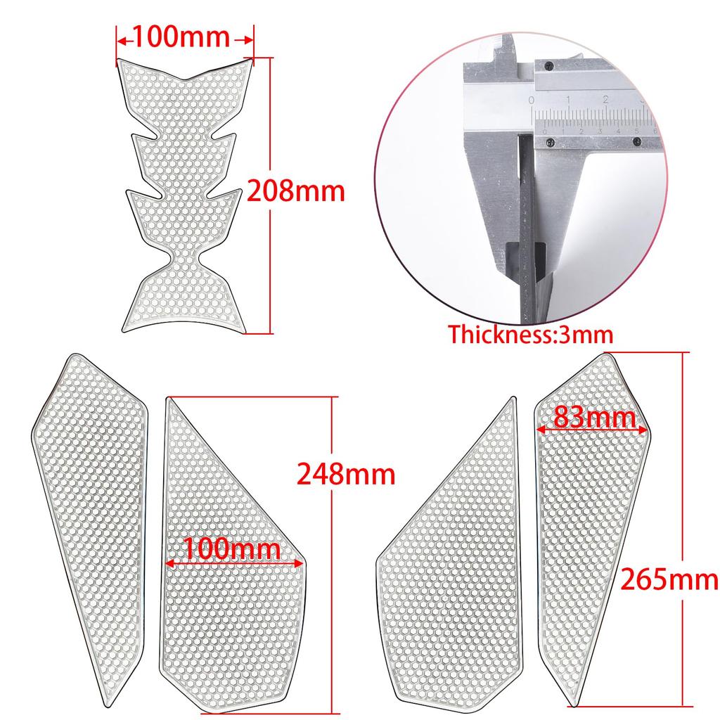 SHINKXMT Motorcycle Fuel Tank Pad Kit, Gas Tank Rubber Protector Pad for Kawasaki Ninja ZX4RR (2023-2024), Knee Grip Traction Pads