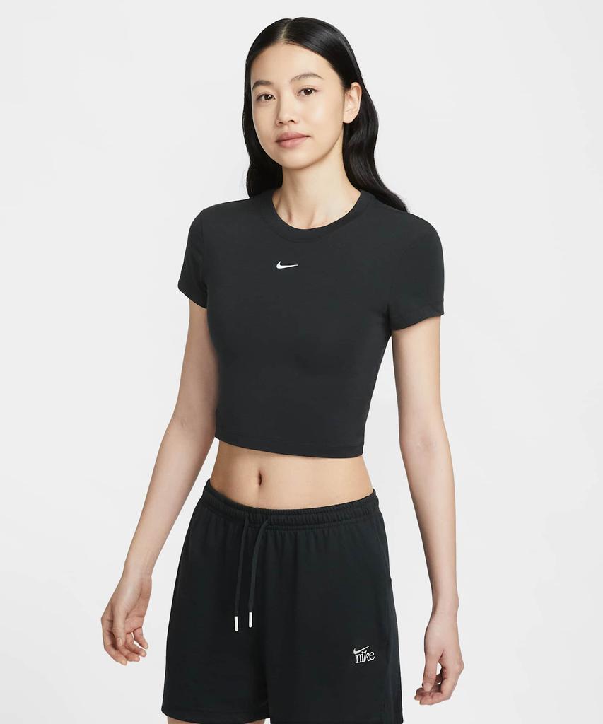 NIKE Sportswear Chill Knit Crop T-Shirt W - Black:White / Hf9539-013