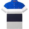 Polo Small Pony Logo Embroidered Color Block Short Sleeve Polo Shirt Men Polo Shirts Blue Gray 710780947-002