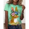 Happy Easter Bunny Egg Print T Shirt For Women Casual Crew Neck Short Sleeve Women's T-Shirt New In Ladies Easter Tees Clothes