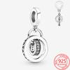 Original 925 Sterling Silver Double Ring Circle Charm Fit Fashion Bracelets And Necklaces Girls Gifts Jewelry Making