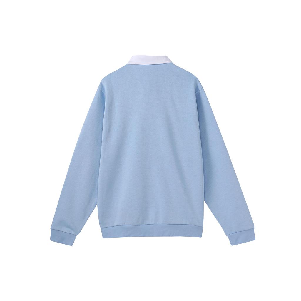 Nike Club Fleece Color-Block Collar Logo Long Sleeve Polo Shirt Men Tops Hyper-Cobalt DX0538-479