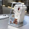 Cute Peeking Teddy Bear Clear Pattern Design Protective Cover for iPhone 17 16 15 14 13 12 11 16E Series Pro Max Plus