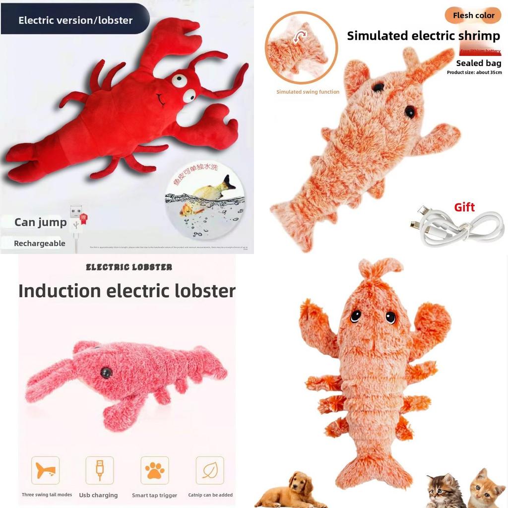 Floppy Lobster Dog Toys Plush Jumping Interactive Toy For Pet Play