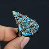 Copper Turquoise Handmade Copper Wire Wrap Jewelry Ring Size 7 A1j17