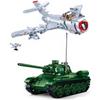 Military Panzer Tank Aircraft Building Blocks Soviet T34 Army Vehicle WW2 World War II I Bomber Model Educational Toys