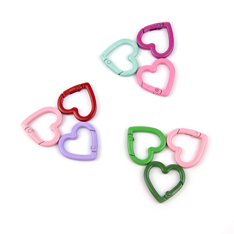 Heart-Shaped Colorful Spring Buckle Keychain DIY Jewelry Accessories