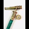 Nautical Spy Engraved Telescope Handle with Leather Walking Stick Designer