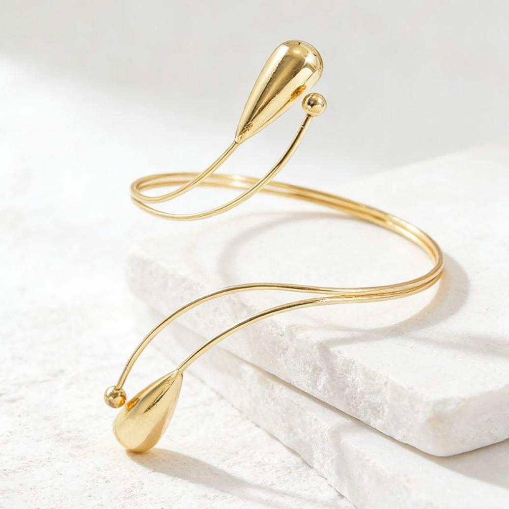 Spiral Twisted Open Cuff Armlet Geometric Water Drop Bangle Jewelry Accessories