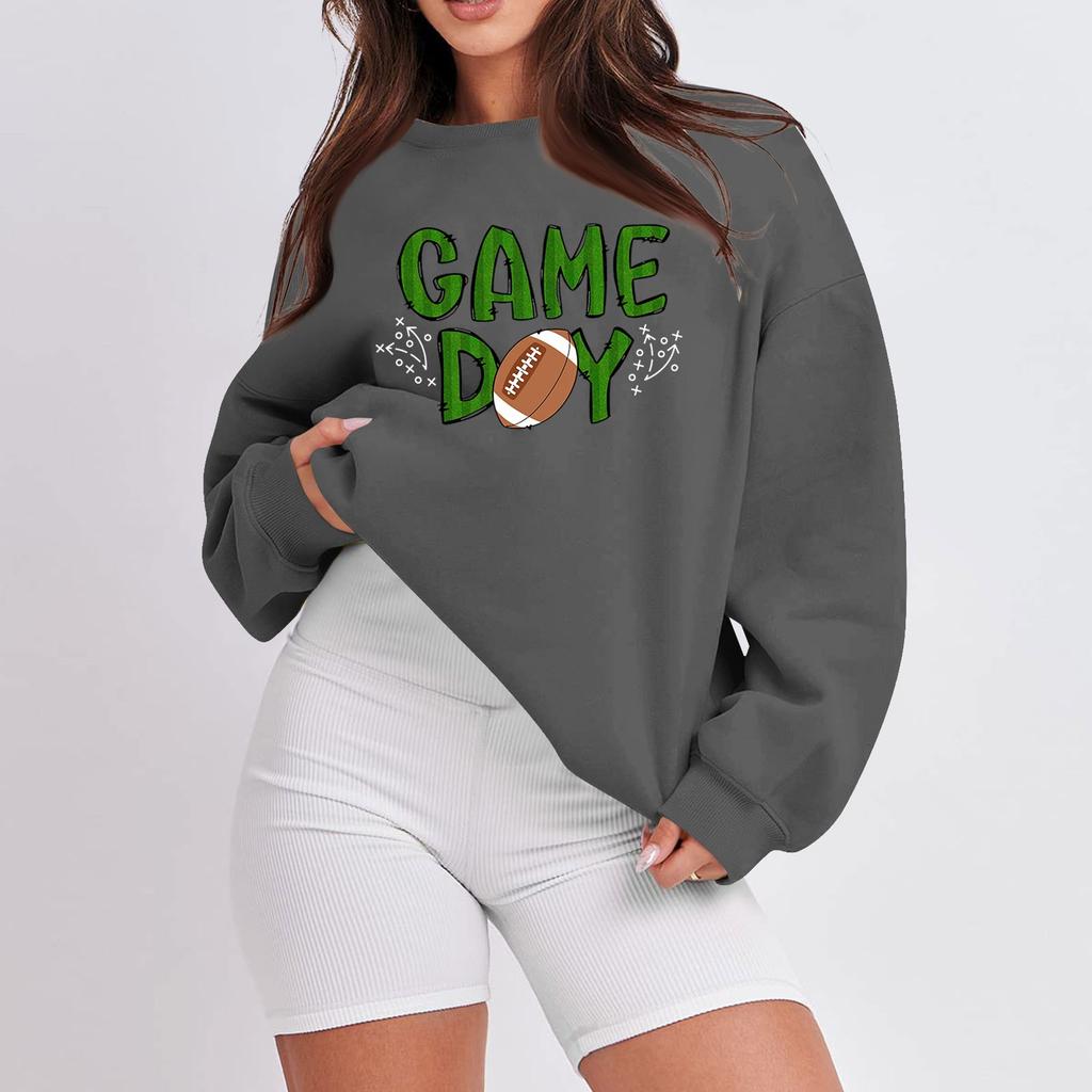 Women's Casual Fashion Long Sleeve Print Round Neck Loose Sweatshirt Top