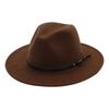 Unisex Fashion Wide Wool Belt Flat Top Fedora Hat Party Church Hats Cap