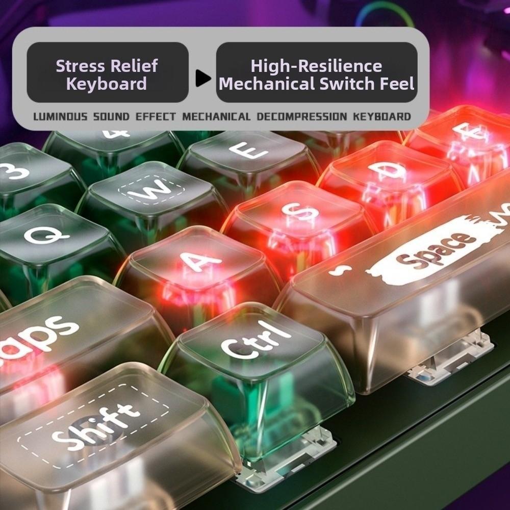 with LED Lights Mechanical Fidget Keyboard Portable Fingertip Button Key Ring Student Gift