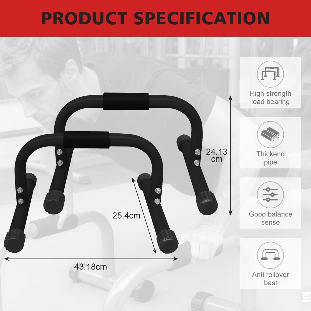 Parallel Bars & Dip Station Gym Workout Equipment, L-Sit Bars & Calisthenics Equipment Perfect for Push Ups, Dips, Handstands & Gymnastics Black