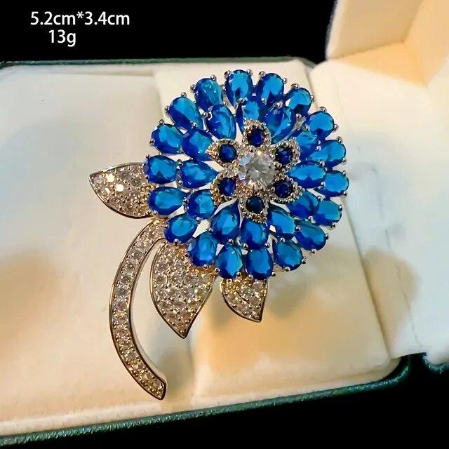 Luxury Emerald Butterfly Full Zircon Brooch Pin Temperament Elegant Rose Peony Corsage Suit Jacket Accessories Women Jewelry