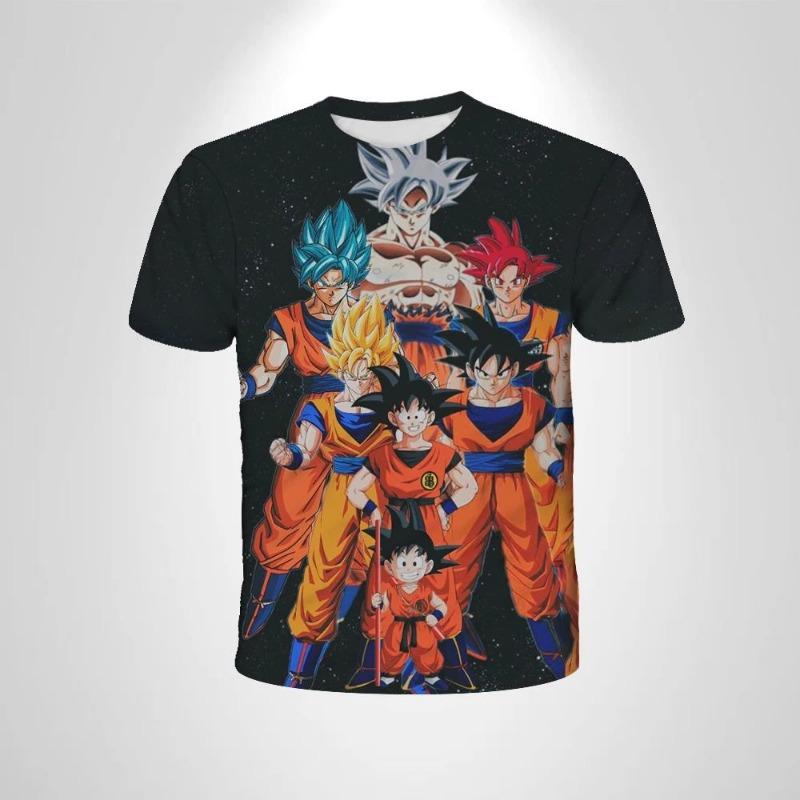 2026 Новая 3D-печатная футболка Dragon Ball для детской одежды, летняя футболка с коротким рукавом в стиле аниме для взрослых, повседневная и модная