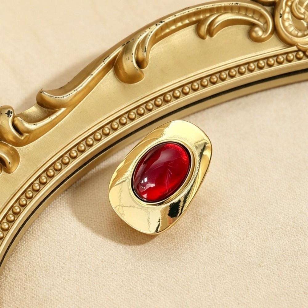 Irregular Circle Exaggerated Ring Metal Material Colored Resin Stones Ring Wedding