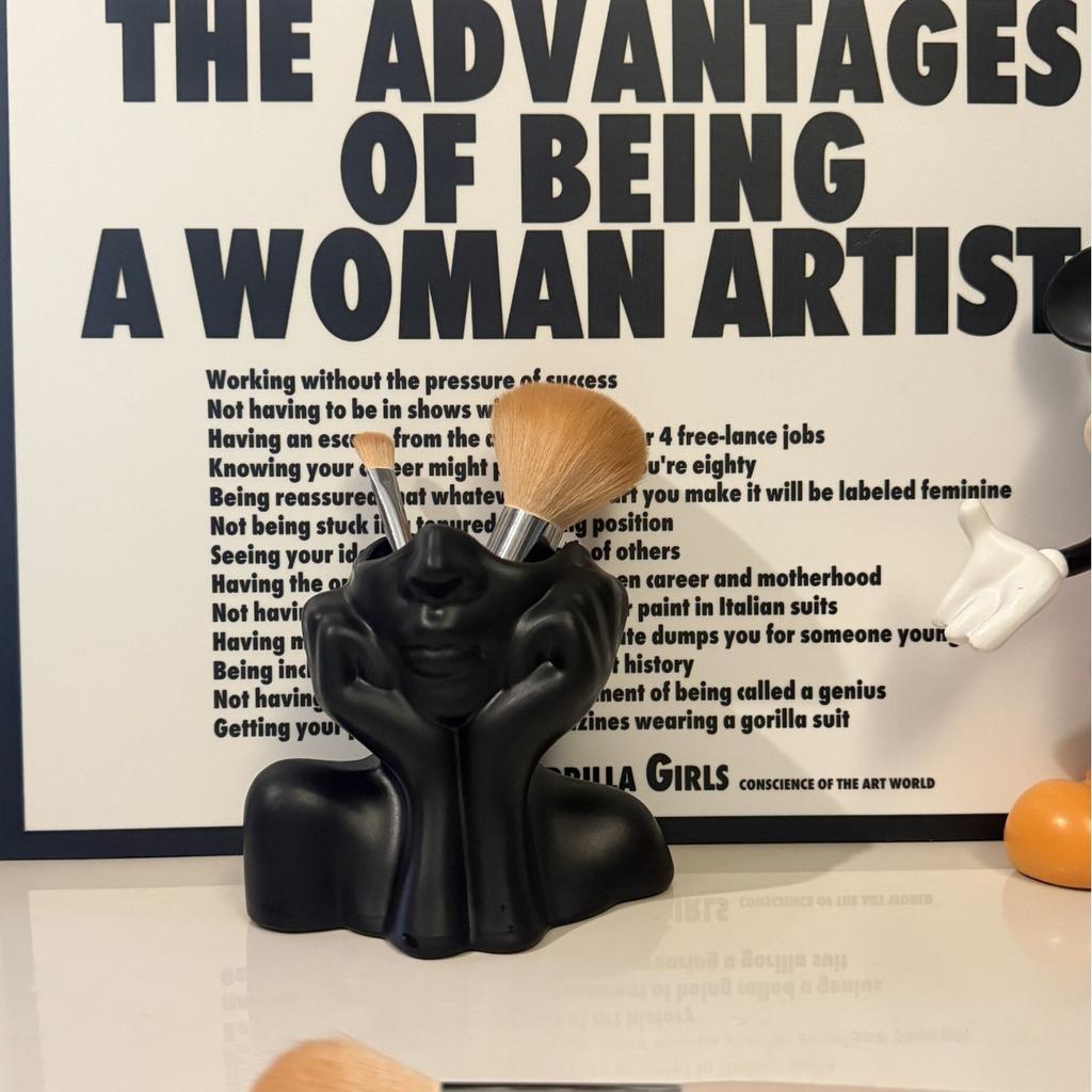 Держатель для кистей для макияжа в форме лица - Коробка для хранения косметики с дизайном женского лица, Легкий органайзер для косметики для туалетного столика/ванной комнаты