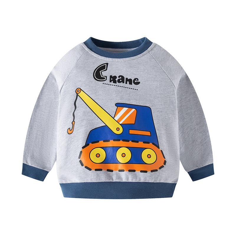 Детские пуловеры с круглым вырезом и длинными рукавами для мальчиков с мультяшным принтом автомобилей, футболка, топы -