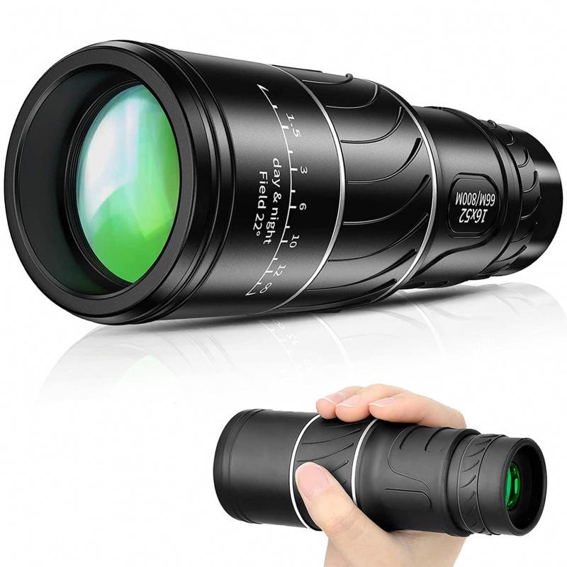 16x52 HD Monocular Telescope with High Magnification and Low-Light Night Vision for Mobile Phone Photography and Outdoor Use