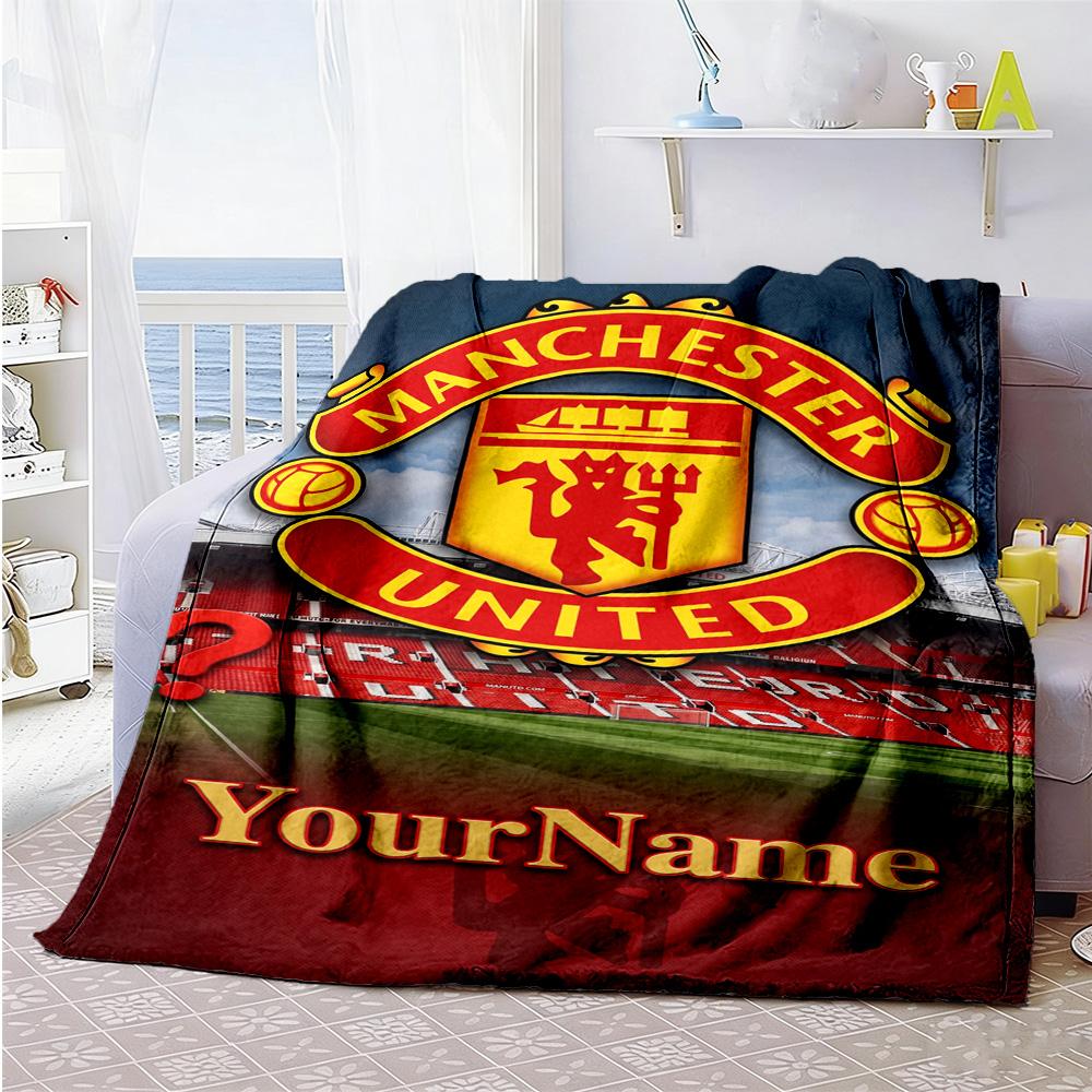Manchester Customize Your Name Blanket Throw Personalized Blanket Comfortable Great for Livingroom Seaside Picnics Sofa for All Occasions