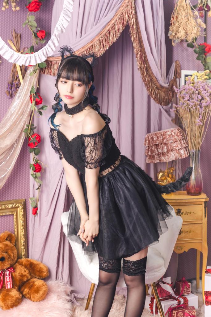 Кокетливый девчачий косплей Хэллоуин черный кружевной кот кошка M черный костюм маскарадный костюм [прозрачный камень] женский