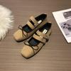 French Flat-Soled Ballet Style Shallow Mouth Single Shoes Women'S Soft-Soled One-Button Mary Jane Shoes