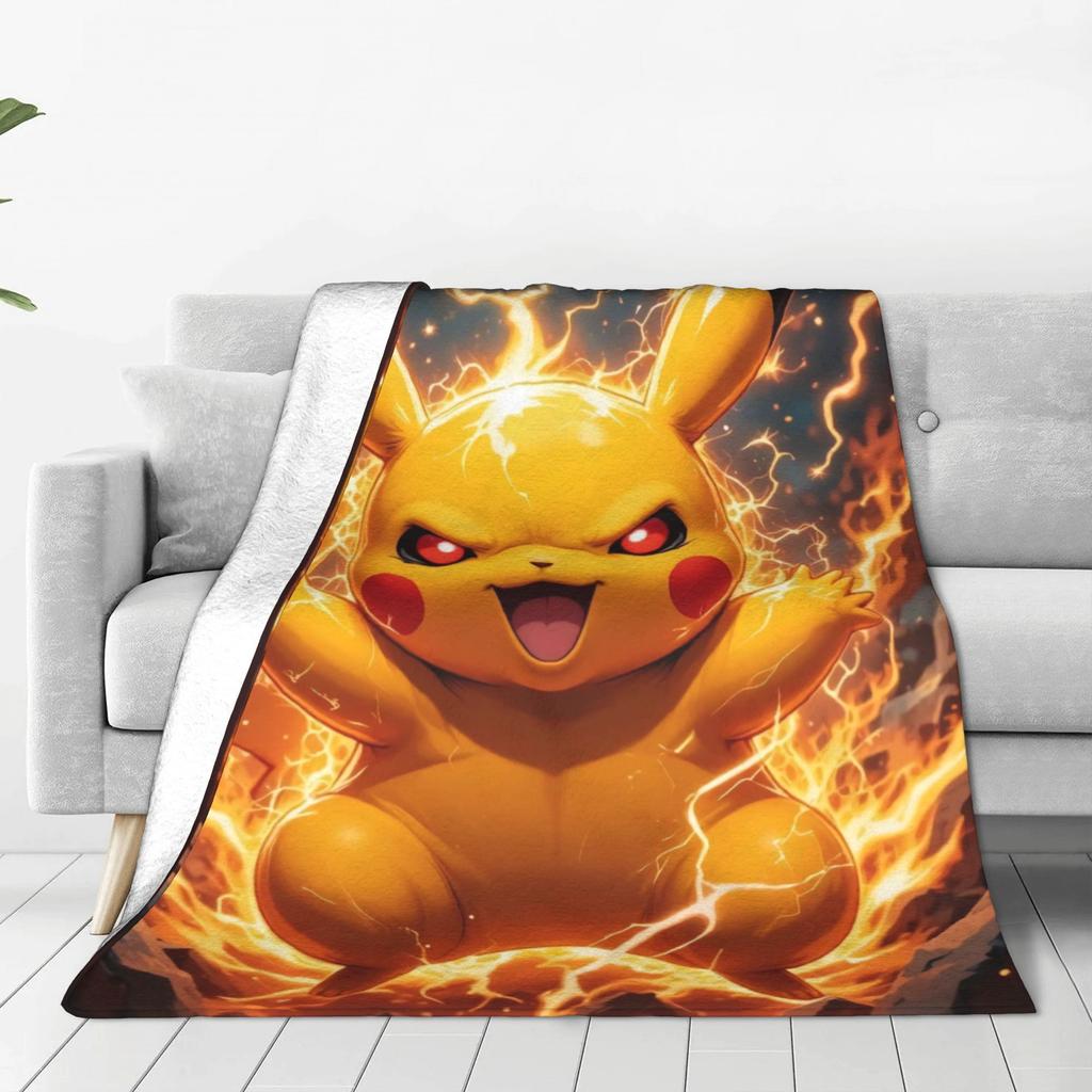 Пикачу в одеяле Poke Plush Детское флисовое одеяло для домашнего декора Супермягкий дизайн Качественный плед Подарок