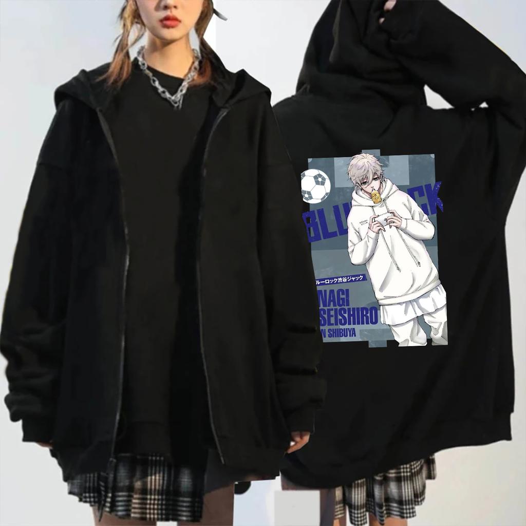 Аниме BLUE LOCK Seishiro Nagi, толстовки на молнии с графикой, мужские и женские винтажные модные пуловеры, зимние повседневные теплые куртки на молнии, пальто