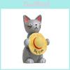 Resin Standing Cat Holding Straw Hat Ornament For Home Decoration And Photography Prop