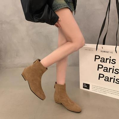 Версия из овчины~ толстый каблук тонкие ботильоны женская обувь новые бархатные ботильоны ретро замшевые маленькие короткие ботильоны