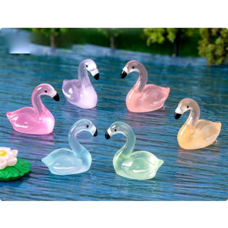 Creative Night Light Pink Flamingo Resin Ornament Cute Luminous Figurine For Desk