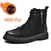 Роскошные брендовые мужские ботильоны, повседневная обувь, черные панк-ботинки из натуральной кожи, зимние меховые теплые мужские мотоциклетные ботинки со шнуровкой
