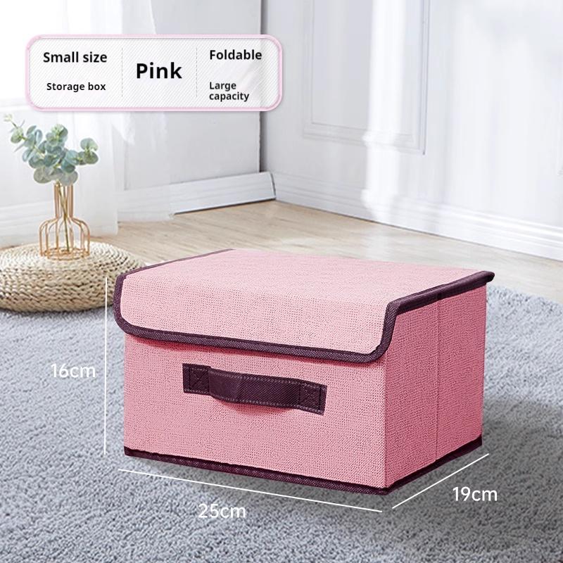 Non Woven Fabric Storage Box Household Fold-able Storage Basket Portable With Lid And Handle For Toys Underwear Cosmetics