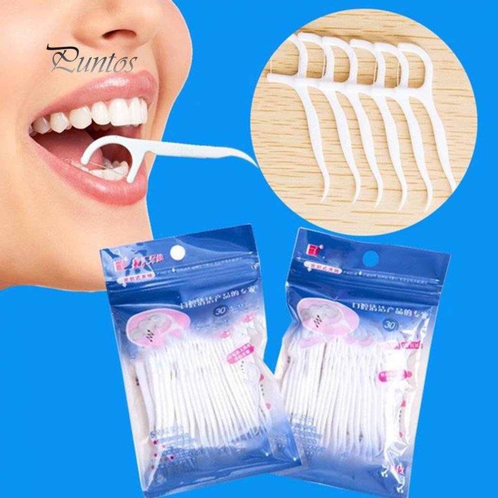 30Pcs Kids Elastic Dental Floss Stick Tooth Interdental Cleaner Oral Care Tool
