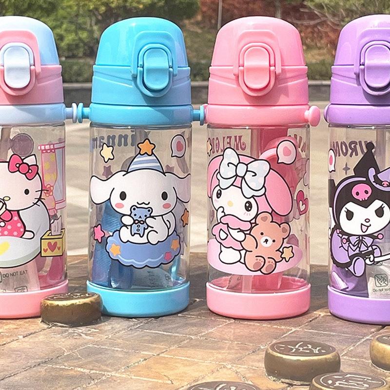Portable Cartoon Water Bottle For Children With One-click Lid 450ml Capacity