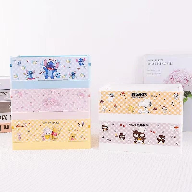 Складной пластиковый настольный ящик для хранения с рисунком Hello Kitty, Kuromi, Cinnamoroll для офиса и дома