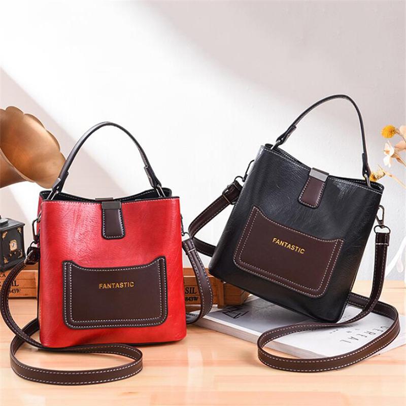 Винтажные роскошные сумки из искусственной кожи, сумки через плечо для женщин, новые модные сумки-ведра большой вместимости